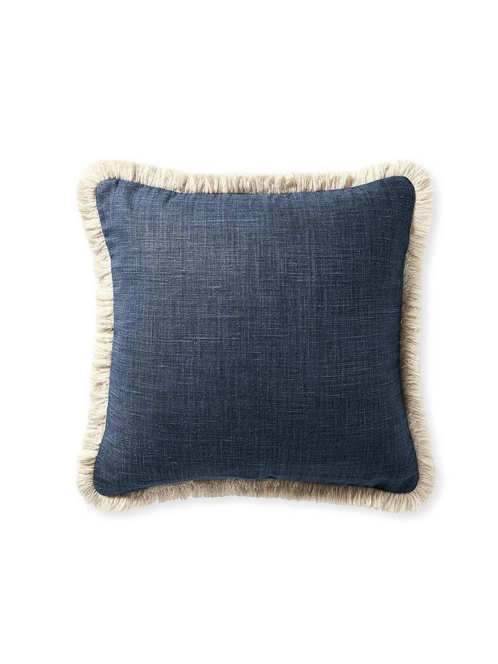 Serena Blue Pillow Covers with Cream Fringe (2 Pack) COVERS ONLY